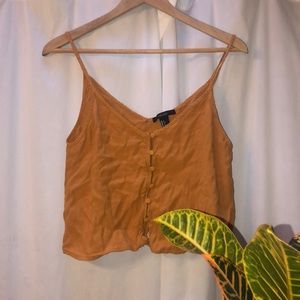 forever 21 mustard yellow button up tank top